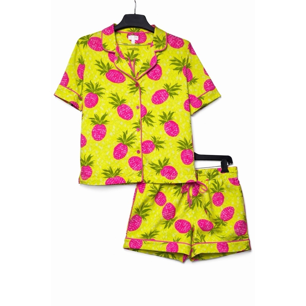 Pineapple Pajama Set Women's L Y2K Preppy Tropical Lounge Cozycore Resort Wear